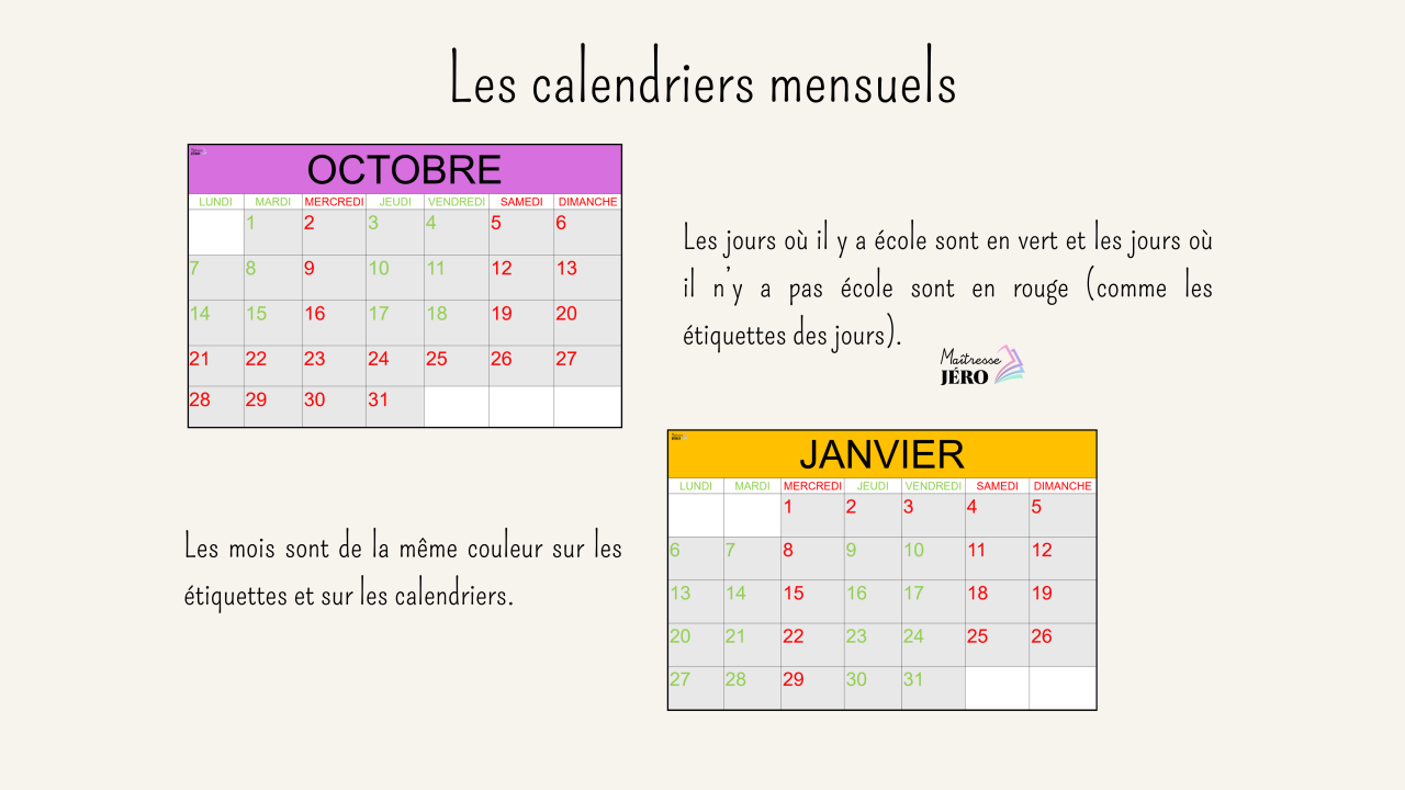 Matériel rituel date maternelle - calendriers