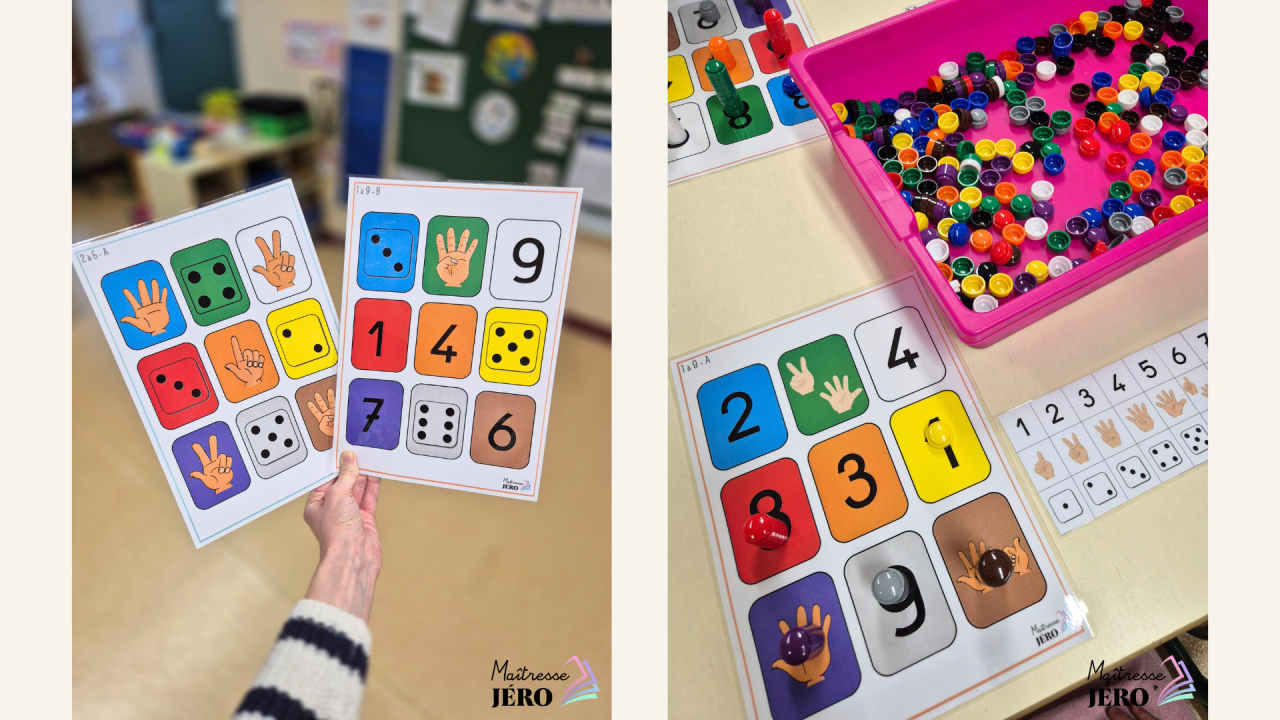 tours de pions, créer collection selon cardinal maternelle