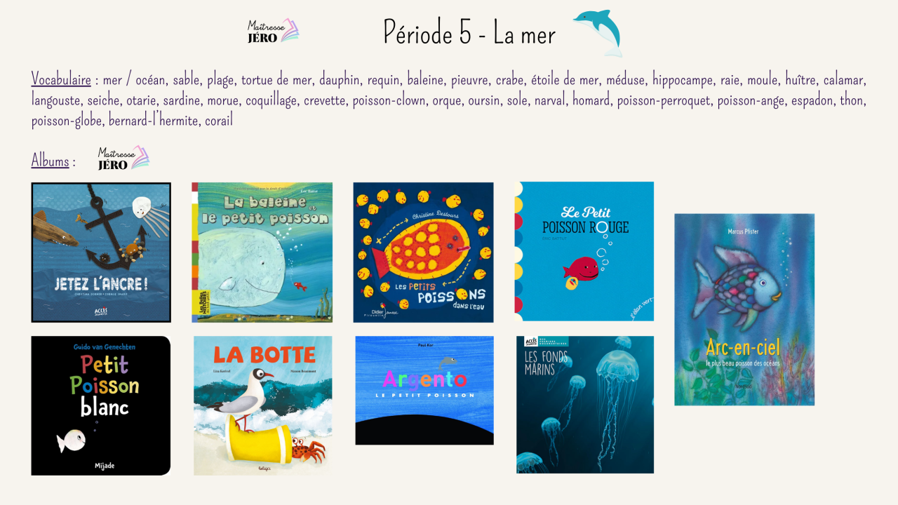 Les animaux marins, de la mer PS-MS, maternelle, albums, vocabulaire