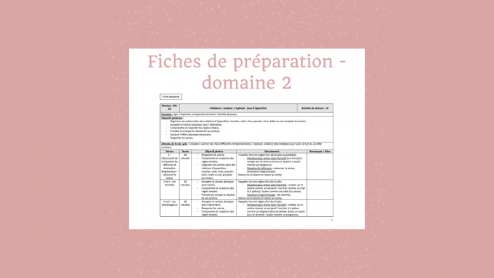 Fiche de préparation